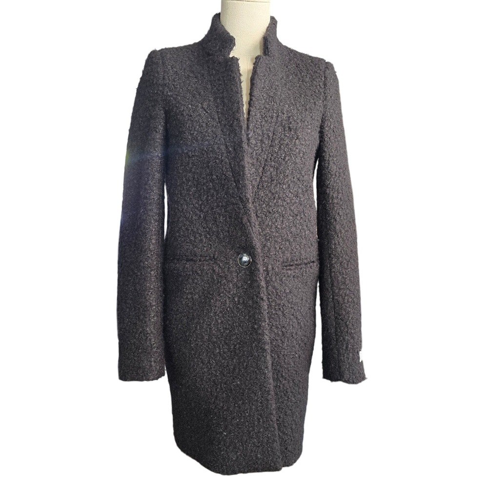 Gianni Feraud Femme Charcoal black Boucle Teddy Coat US 4 UK 8 Overcoat faux fur